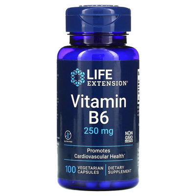 Life Extension Witamina B6 250mg Na Wsparcie Metabolizmu i Układu Nerwowego 100 Kapsułek