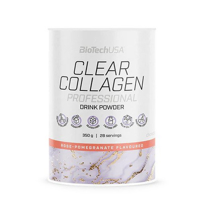 BioTechUSA Clear Collagen Professional Kolagen w Proszku o Smaku Różano-Granatowym na Skórę Włosy i Paznokcie 350g