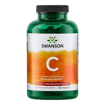 Swanson Witamina C 1000mg z Dziką Różą na Odporność 250 Tabletek