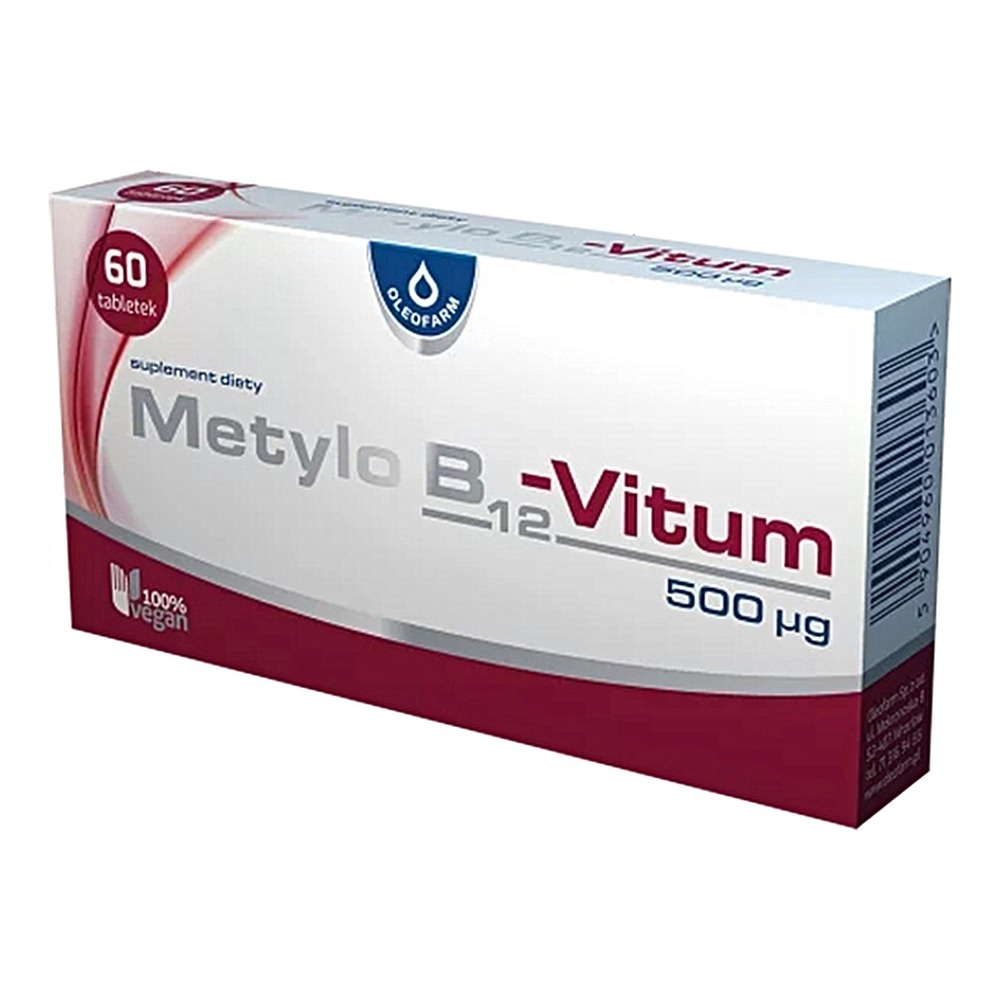 Oleofarm Metylo B12-Vitum 500µg Wspiera Układ Nerwowy i Odporność 60 Tabletek