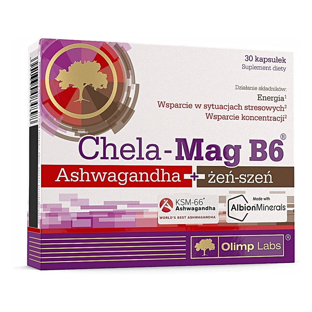 Olimp Chela-Mag B6 Ashwagandha KSM-66 + Żeń-Szeń 30 Kapsułek