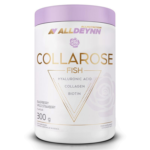 AllDeynn Collarose Fish Hydrolizat Kolagenu Rybiego o Smaku Dzikiej Maliny i Truskawki 300g