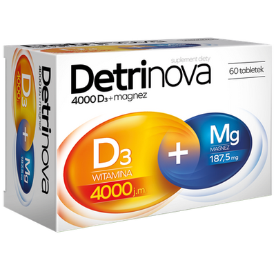Detrinova 4000 D3 + Magnez na Wsparcie Odporności i Mięśni 60 Tabletek