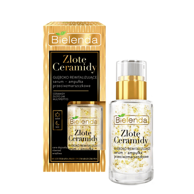 Bielenda Złote Ceramidy Głęboko Rewitalizujące Serum Ampułka Przeciwzmarszczkowa na Dzień i na Noc 15ml