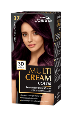 Joanna Multi Cream Trwały Intensywny Kolor Włosów Farba Pielęgnująca 37 Soczysta Oberżyna 60x40x20g