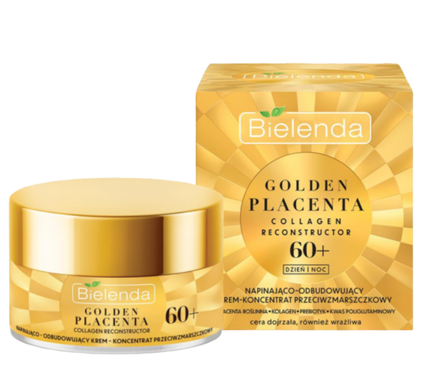 Bielenda Golden Placenta Collagen Reconstructor Odbudowujący Krem Koncentrat Przeciwzmarszczkowy 60+ na Dzień i Noc 50ml