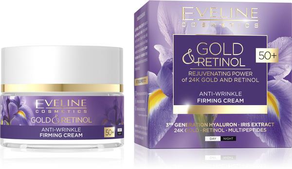 Eveline Gold & Retinol Przeciwzmarszczkowy Krem Ujędrniający 50+ na Dzień i na Noc dla Cery Wrażliwej 50ml