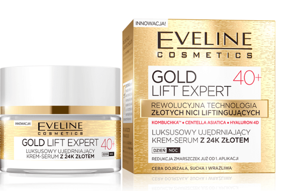 Eveline Gold Lift Expert Ujędrniający Krem-Serum 40+ 24K Złoto na Dzień i Noc 50ml