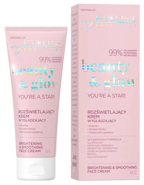 Eveline Beauty & Glow You're a Star! Rozświetlający Krem Wygładzający dla Każdego Typu Skóry 75ml