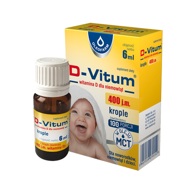Oleofarm D-Vitum Witamina D dla Niemowląt w Kroplach na Zdrowe Kości 6ml