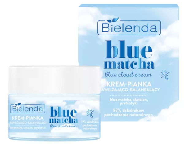 Bielenda Blue Matcha Blue Cloud Cream Nawilżający i Balansujący Krem Pianka dla Każdego Rodzaju Cery 50ml