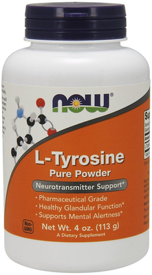 NOW Foods L-Tyrozyna w Proszku Na Wsparcie Funkcji Tarczycy i Koncentrację 113g