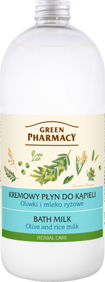 Green Pharmacy Kremowy Płyn do Kąpieli z Oliwkami i Mlekiem Ryżowym 1000ml