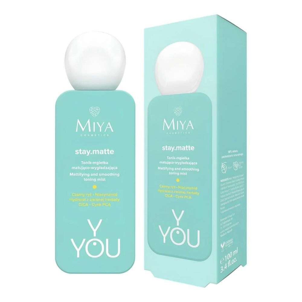 Miya Stay.Matte Matowa i Wygładzająca Mgiełka Tonizująca do Twarzy 100ml