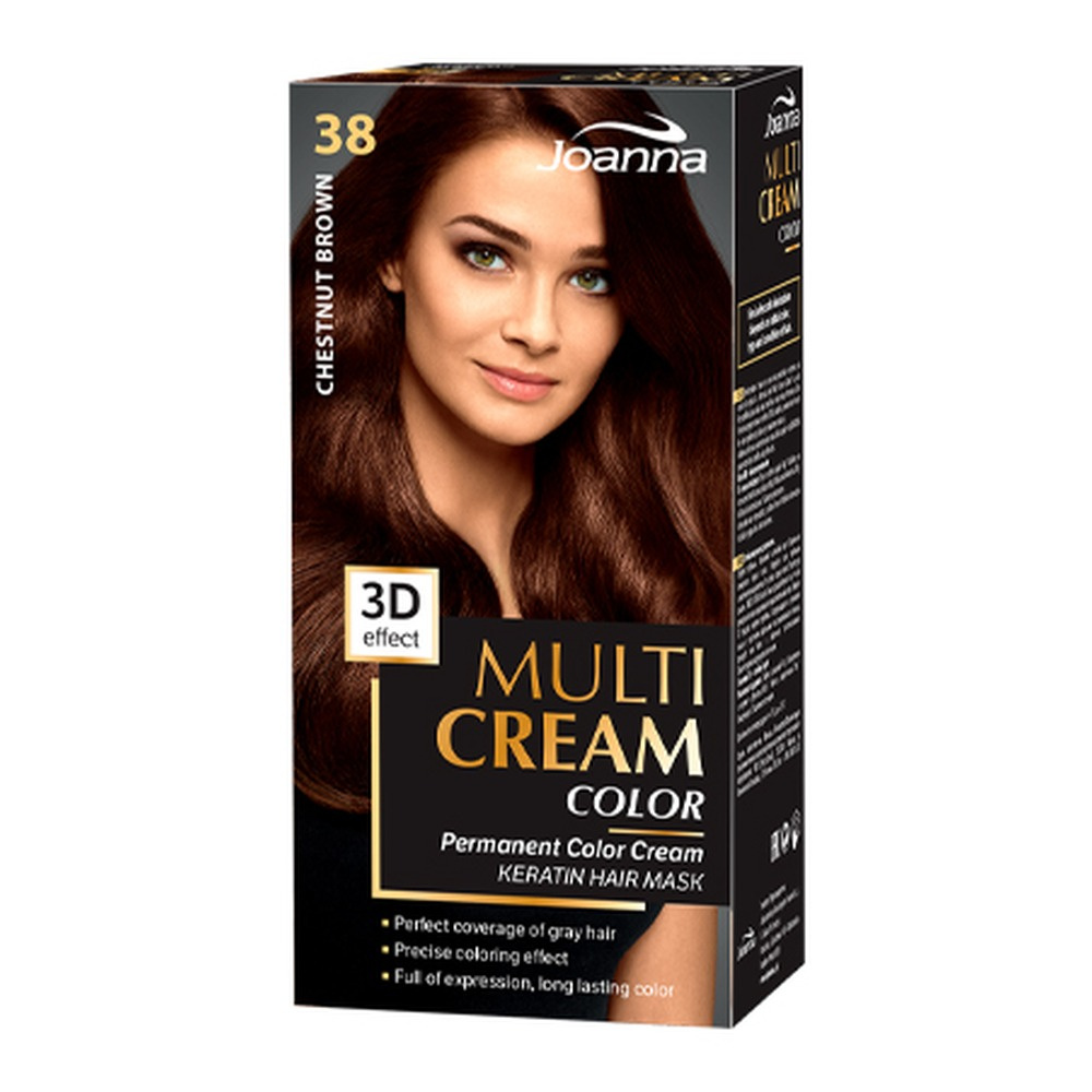 Joanna Multi Cream Trwały Intensywny Kolor Włosów Farba Pielęgnująca 38 Kasztanowy Brąz 60x40x20g