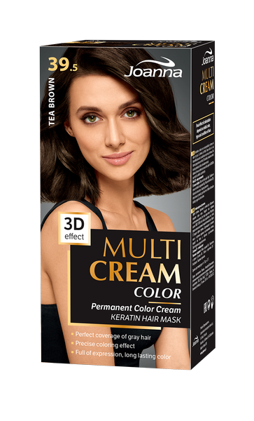 Joanna Multi Cream Trwały Intensywny Kolor Włosów Farba Pielęgnująca 39.5 Herbaciany Brąz 60x40x20g