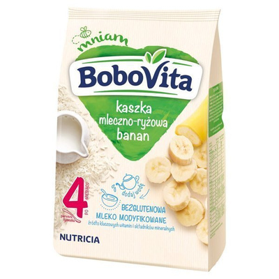 BoboVita Bezglutenowa Kaszka Mleczno Ryżowa o Smaku Bananów po 4 Miesiącu 230g