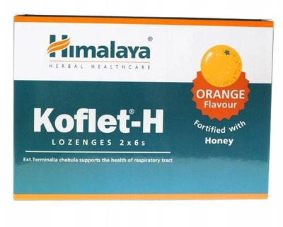Himalaya Koflet-H Pomarańcza Wspiera Zdrowie Dróg Oddechowych 12 Pastylek do Ssania