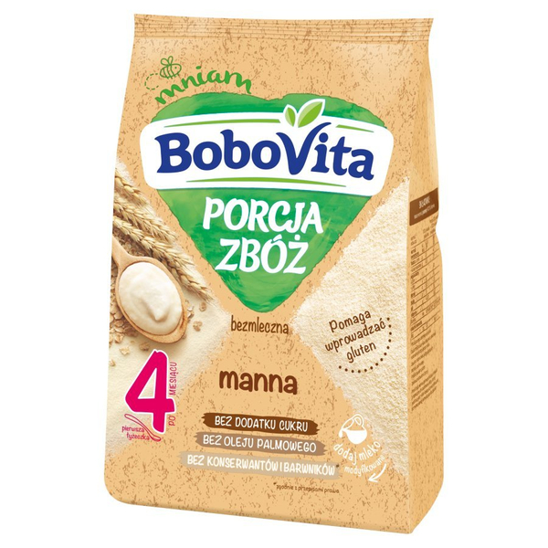 BoboVita Porcja Zbóż Bezmleczna Kaszka Manna dla Niemowląt po 4 Miesiącu 170g