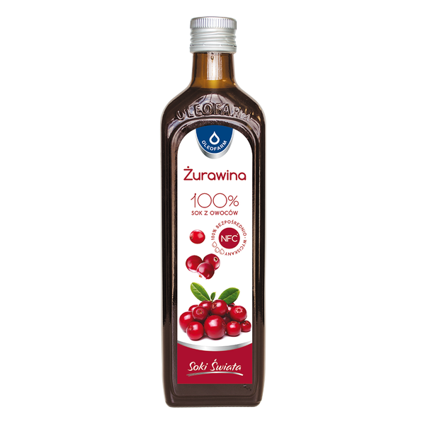 Oleofarm Soki Świata 100% Sok z Żurawiny Bez Dodatku Cukru 490ml
