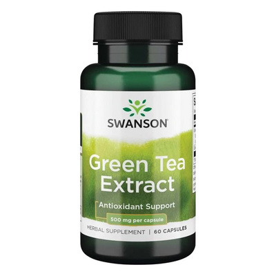Swanson Zielona Herbata 500mg na Wsparcie Antyoksydacyjne 60 Kapsułek