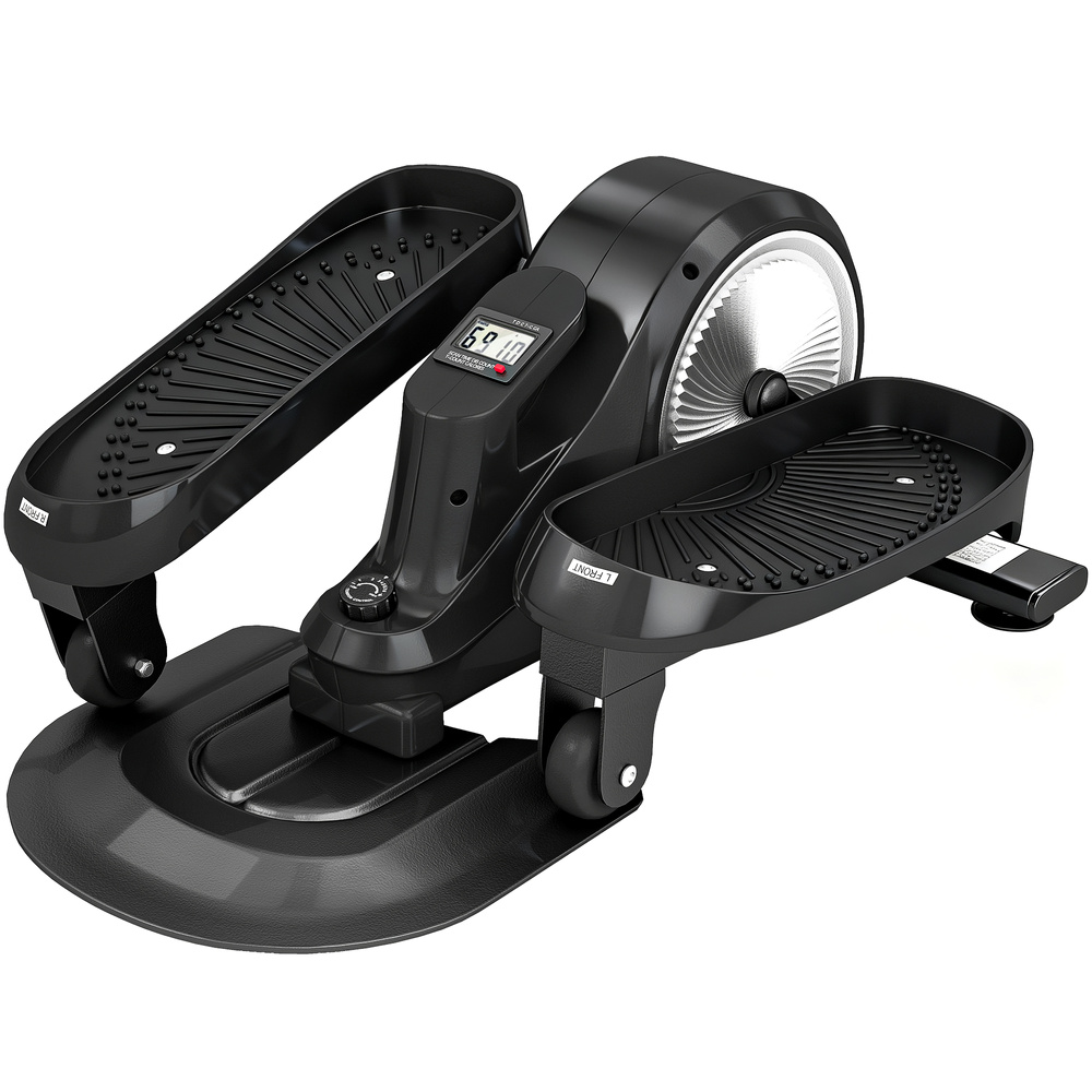 SPORTNOW Under Desk Elliptical Machine with LCD Monitor, 8 Adjustable Magnetic Resistances for 2-in-1 Seat & Stand Up Exercise