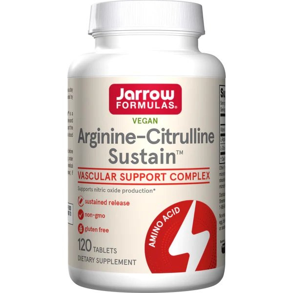 Jarrow Formulas Arginina-Cytrulina Sustain na Produkcję Tlenku Azotu i Zdrowie Sercowo-Naczyniowe 120 Tabletek