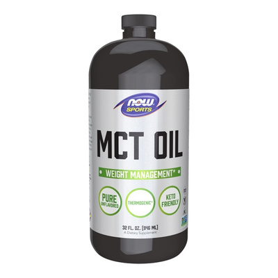 Now Foods MCT Oil Pure Liquid Źródło Natychmiastowej i Trwałej Energii Wspiera Wysiłek Fizyczny i Umysłowy 946ml