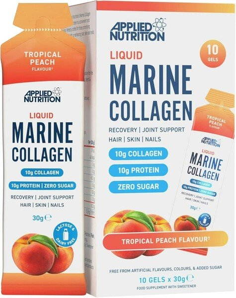 Applied Nutrition Płynny Kolagen Morski Tropikalna Brzoskwinia Suplement na Skórę Paznokcie i Stawy 10x30g