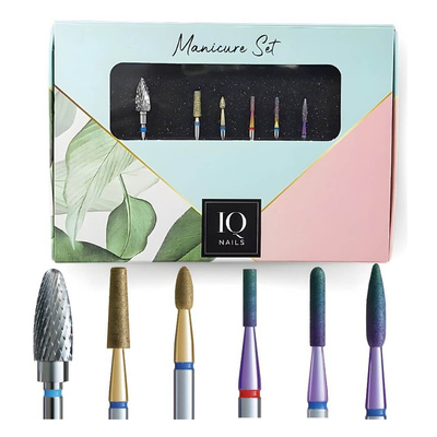 IQ Nails Expert Pro Set 6 Drill Bits for Gel Acrylic & Cuticles Removal Zestaw Frezów 6 Sztuk