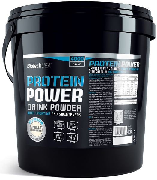 BioTechUSA Protein Power Waniliowa Odżywka Białkowa Na Masę Mięśniową 4000g