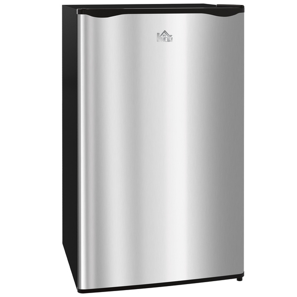 HOMCOM Under Counter Fridge, 91L Small Fridge with Chiller Box, Removable Shelf, Reversible Door, Adjustable Legs, Mini Refrigerator,  Silver Tone