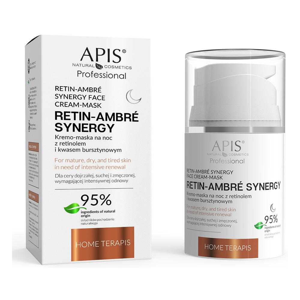 Apis Retin Ambre Synergy Kremo-Maska z Retinolem i Kwasem Bursztynowym dla Skóry Suchej Dojrzałej na Noc 50ml