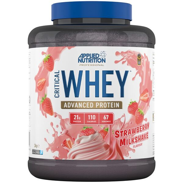 Applied Nutrition Critical Whey Odżywka Białkowa o Smaku Truskawkowego Shake'a Mlecznego Na Budowę Masy Mięśniowej 2000g