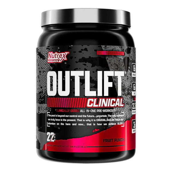 Nutrex OutLift Clinical Przedtreningówka na Siłę i Wydajność o Smaku Ponczu Owocowego 636g