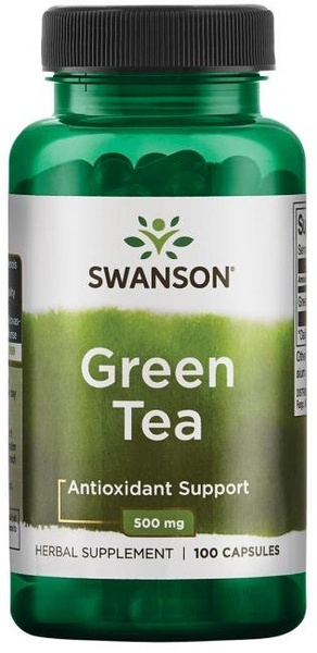 Swanson Zielona Herbata 500mg na Energię i Ochronę Antyoksydacyjną 100 Kapsułek