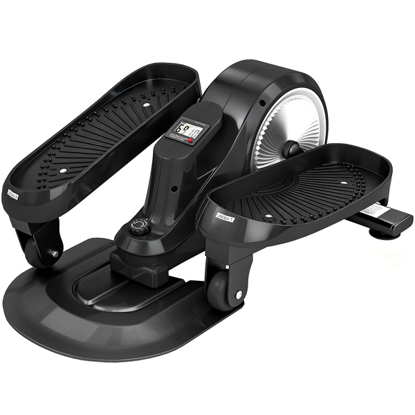SPORTNOW Under Desk Elliptical Machine with LCD Monitor, 8 Adjustable Magnetic Resistances for 2-in-1 Seat & Stand Up Exercise