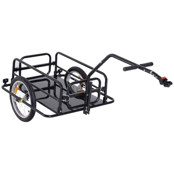 HOMCOM Bike Cargo Trailer Bicycle Trailer Cargo Storage Cart w/ Hitch Cycling Camping Luggage Storage Carrier Transport Steel Black