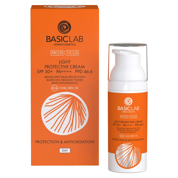 BasicLab Protecticus Lekki Krem Ochronny SPF 50 do Twarzy i Szyi 50ml