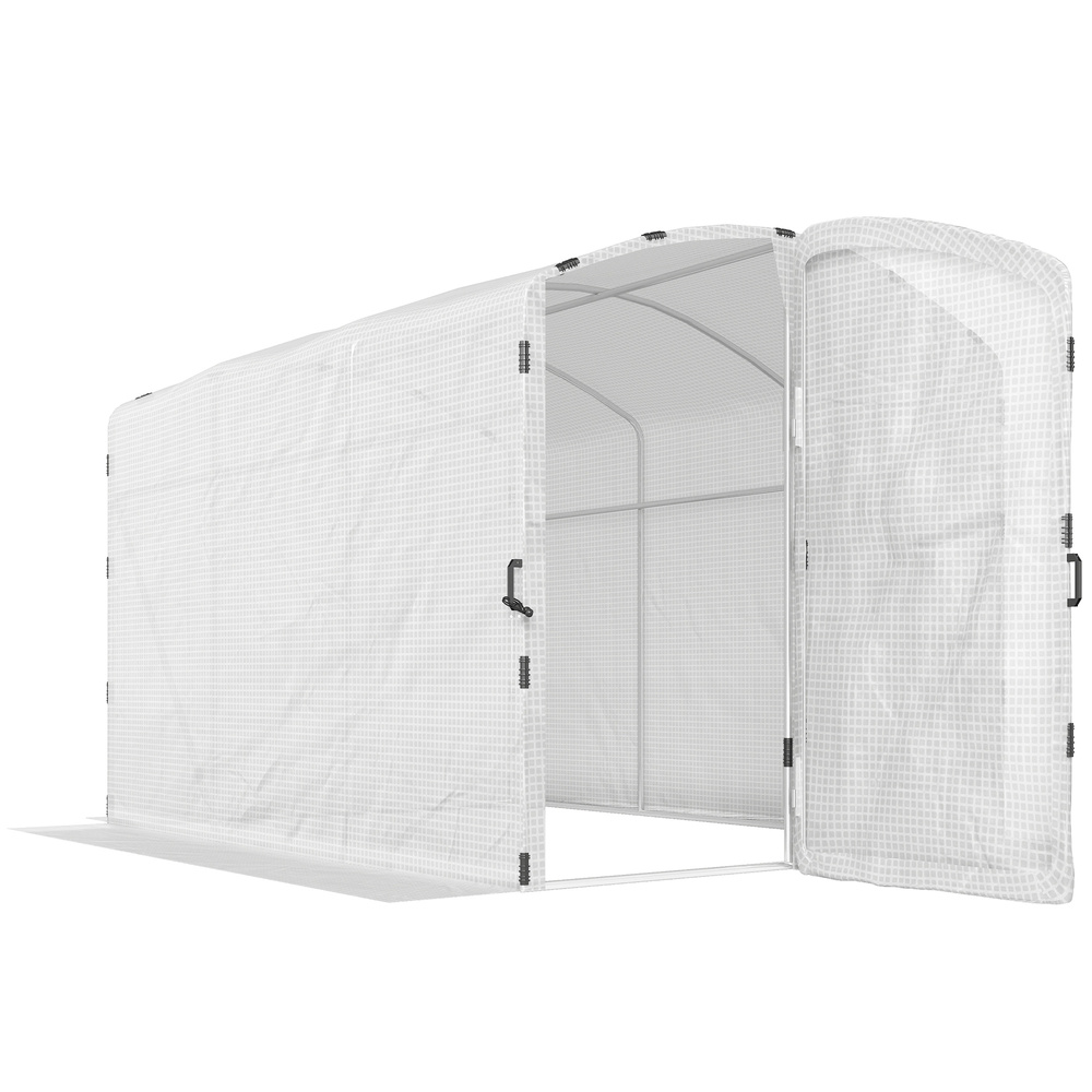 Outsunny Polytunnel Greenhouse Walk-in Grow House with UV-resistant PE Cover, Door and Galvanised Steel Frame, 2 x 2 x 2m, White