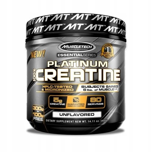 MuscleTech Platinum 100% Monohydrat Kreatyny Mikronizowany Proszek Na Siłę i Wytrzymałość Mięśni 400g