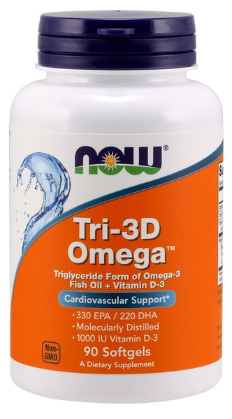 Now Foods Tri-3D Omega Wspomaga Zdrowie Serca 90 Kapsułek