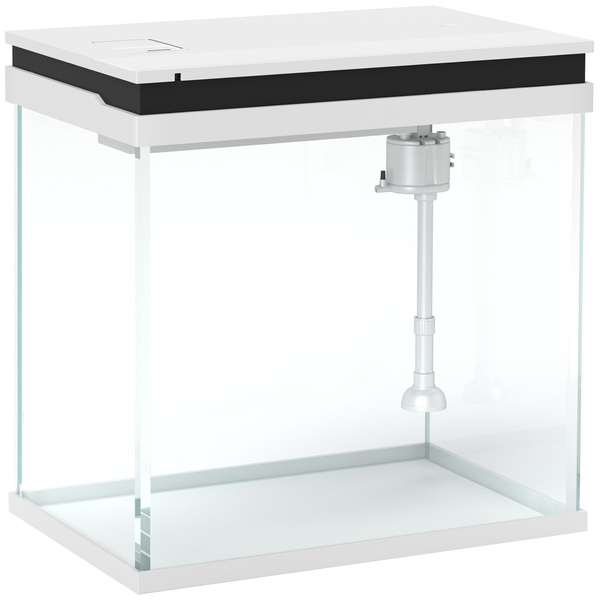 PawHut 26L Glass Fish Tank With Filter System, LED Lights, Water Pump, White