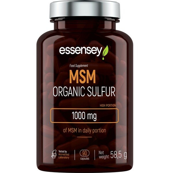 Essensey MSM Siarka 1000mg Suplement dla Osób Aktywnych Fizycznie 90 Kapsułek
