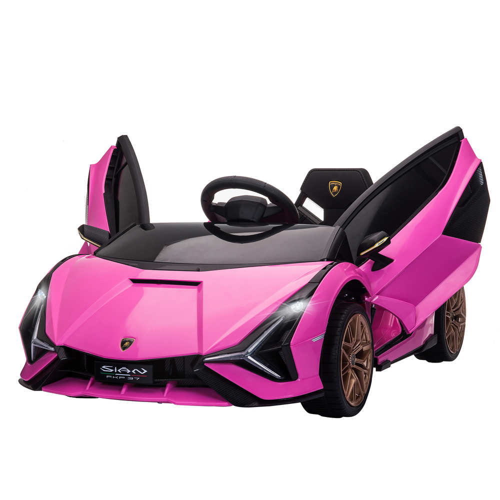 HOMCOM Lamborghini Sian Licensed 12V Electric Car for Kids 2 Motors Toy Car with Remote Control Music Lights MP3 for 3-5 Years Pink