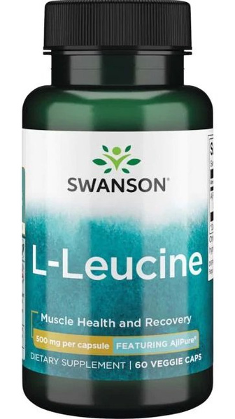 Swanson AjiPure L-Leucyna 500mg na Regenerację i Wytrzymałość 60 Kapsułek