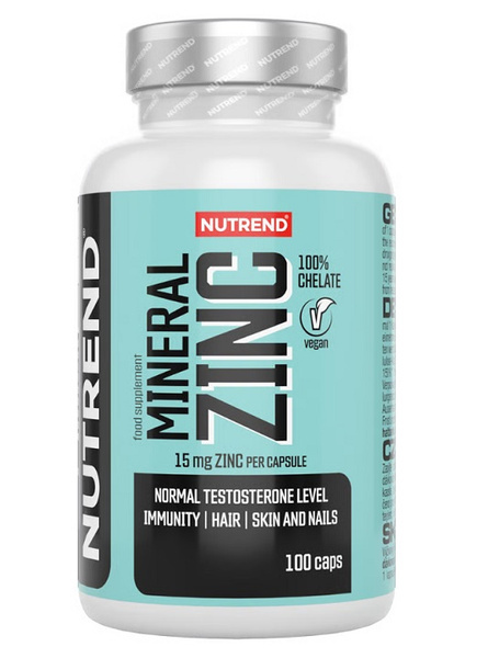 Nutrend Mineralny Chelat Cynku 15mg na Wsparcie Odporności oraz Zdrowie Włosów Skóry i Paznokci 100 Kapsułek