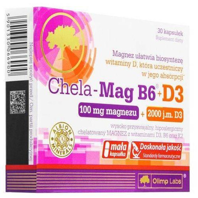 Olimp Chela-Mag B6 + D3 na Wsparcie Kości i Mięśni 30 Kapsułek