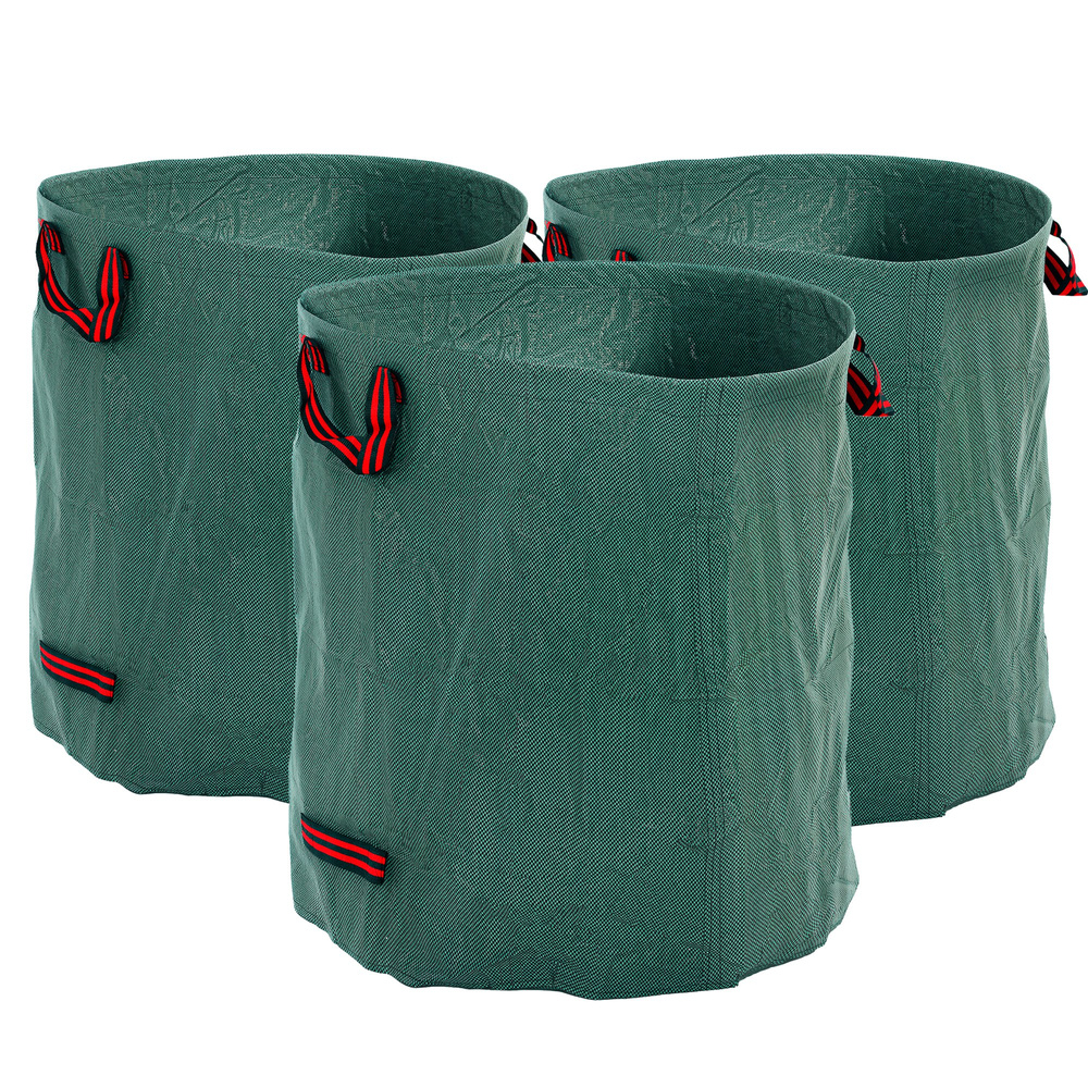 Outsunny Garden Waste Bags, 272L x 3 Heavy Duty Garden Bags, Foldable and Reusable Waste Sacks with Handles for Loading Leaf, Trash, Debris, Green