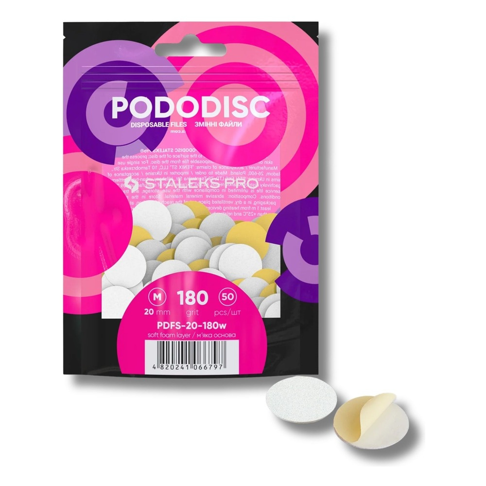 Staleks Pro Wymienne Pilniki Białe na Miękkiej Bazie do Dysku do Pedicure PODODISC M EXPERT 50 Sztuk